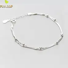 Форзац 925 пробы Серебряный двойной Круглый бисер цепочка из змеиных костей браслеты и браслеты для женщин женские модные ювелирные изделия