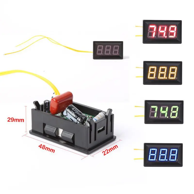 

LED AC 70-500V Digital Voltmeter Connector w/ 2 Wires Connector Home Use