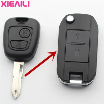 

XIEAILI 20Pcs OEM 2Button Modified Flip Folding Remote Key Case Shell For Peugeot 206/207 For Citroen C2 Key Fob Case S68