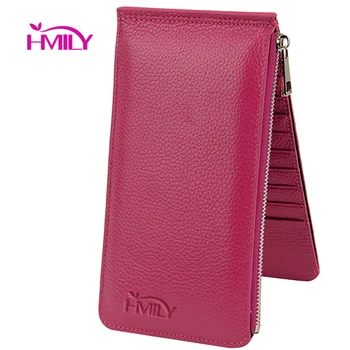

HMILY Card Wallet Long Genuine Leather Purse Business Bank ID Card Bag Casual High Quality Credit Name Card Holder Women And Men