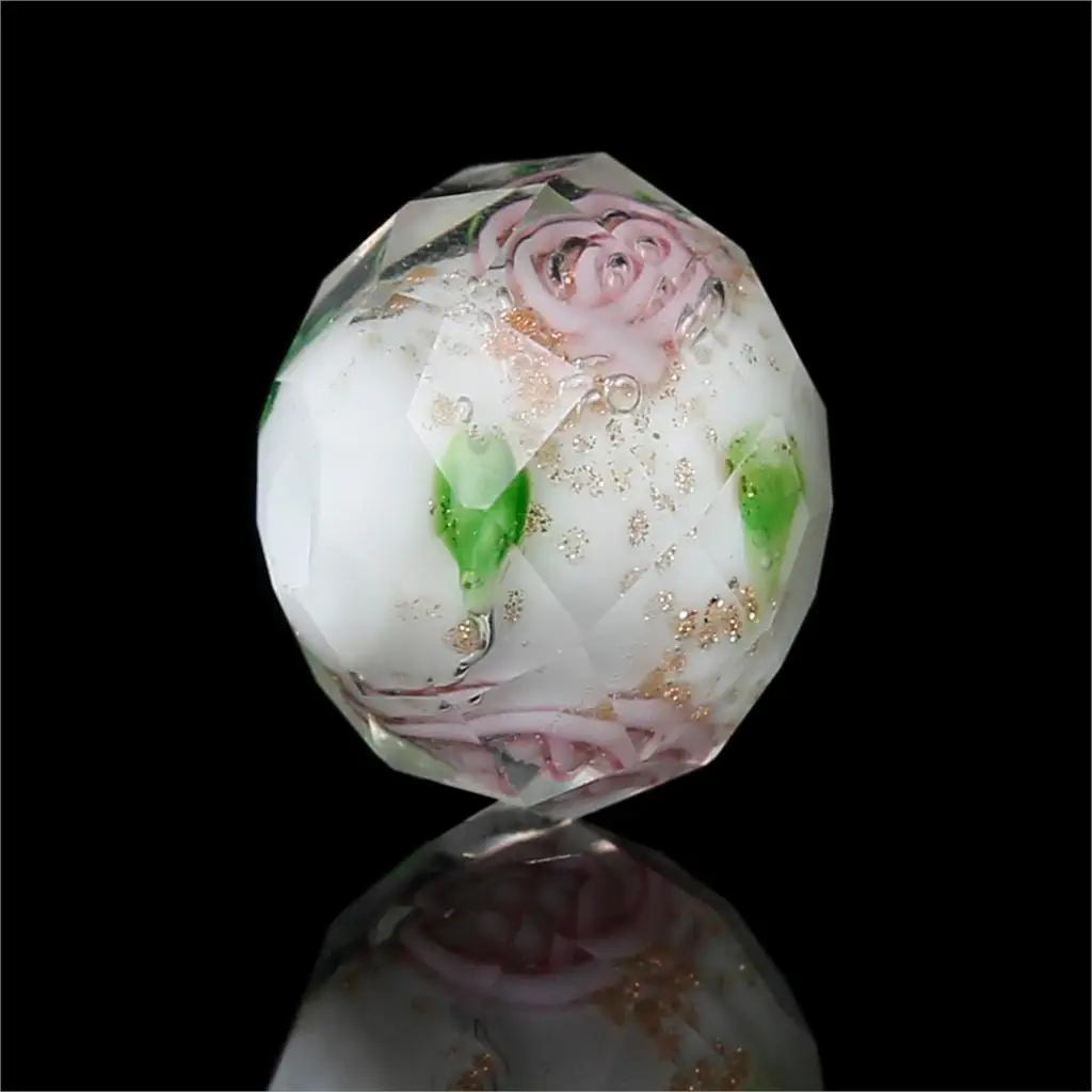 

DoreenBeads Lampwork Glass Beautiful Beads Round Multicolor Flower Pattern Faceted About 10mm x8mm, Hole: 1.2mm-1.7mm, 2 Pieces