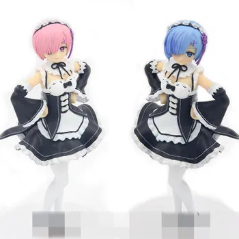 

2pcs/lot 19CM pvc anime figure Re:Zero kara Hajimeru Isekai Seikatsu Rem/Ram Maid ver action figure collectible model toys