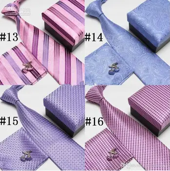 

Gift boxes Series Silk Tie Set Wholesale Necktie Hanky Cufflinks Classic Silk Jacquard Woven Men 's Tie Set