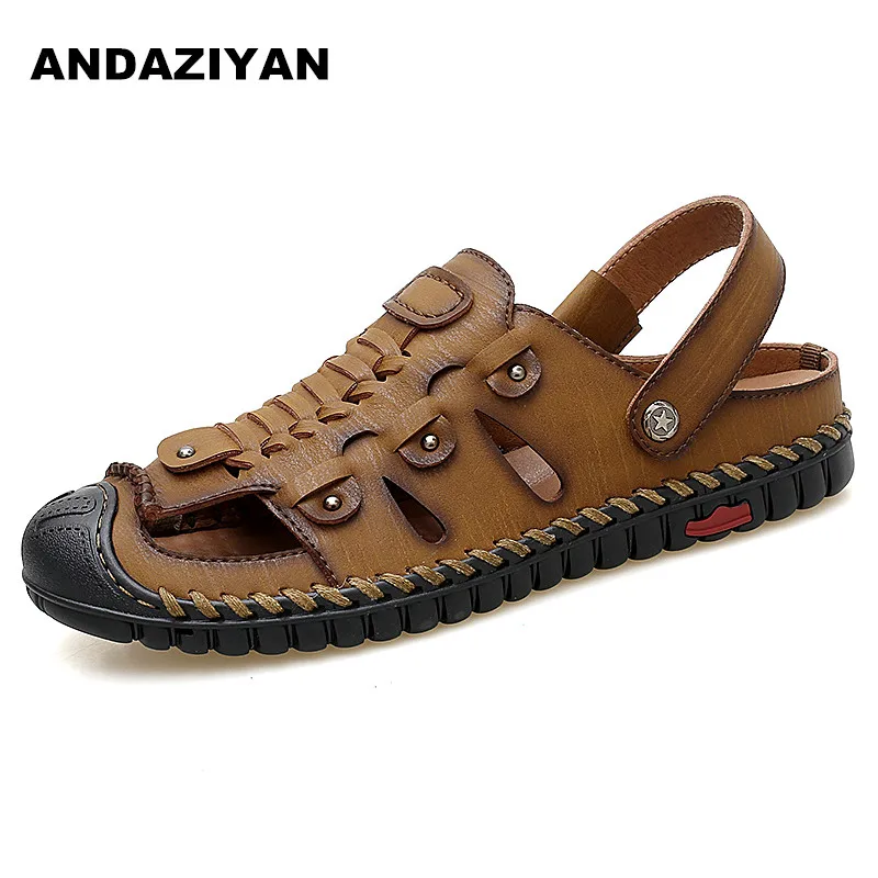 

Beach shoes men's new slippers hollow breathable wear casual sandals