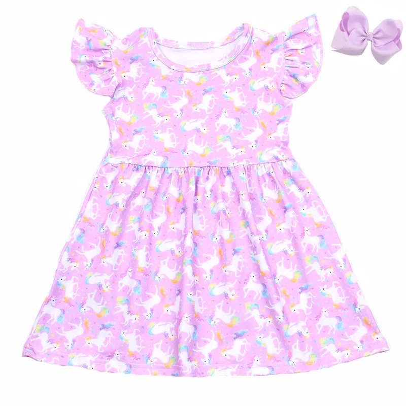

baby girls summer dress clothing girls rainbow unicorn pink dress children soft mink silk dress girls boutique dress with bows