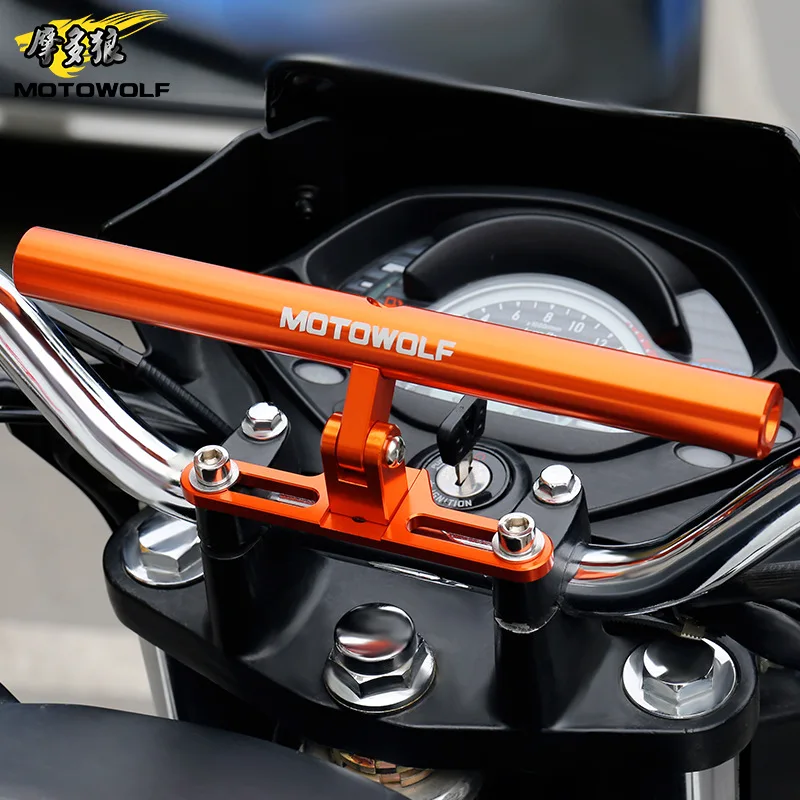 Comprare MOTOWOLF Universale Del Motociclo Scooter Sport bike Ciclo Rinforzato Traversa Motore Del Telefono GPS Riflettore fari Staffa di Montaggio