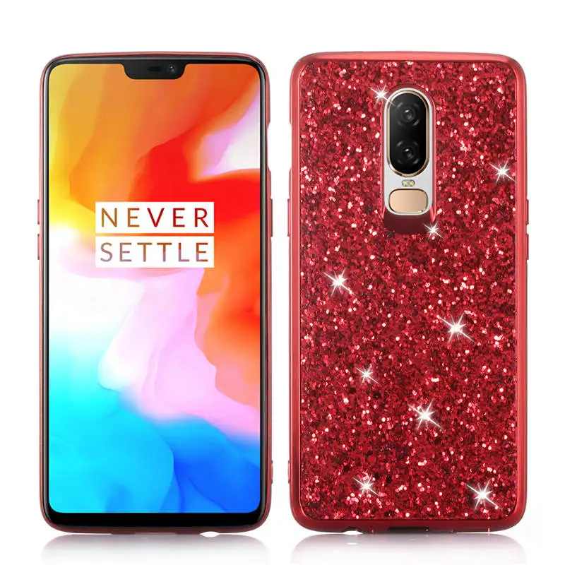 

Phone Case for Oneplus 6 1+6 Case Silicon Bling Glitter Crystal Sequins Soft TPU Back Cover Fundas for One plus 6T 6 capa coque