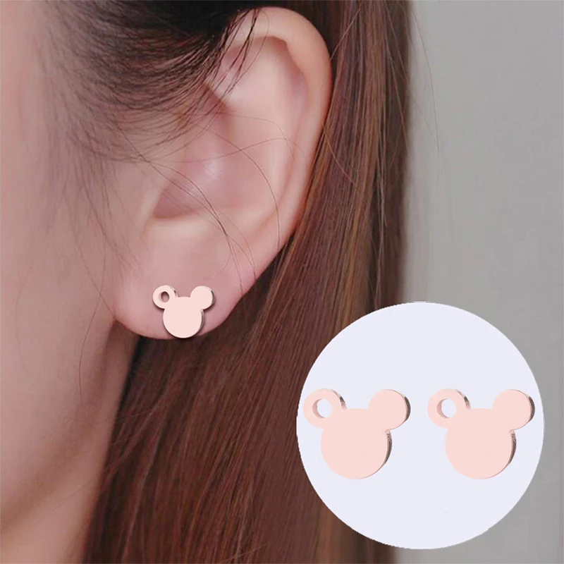 

Fashion Minimalist Stainless Steel Hollow Mickey Earrings Cute Stud Earrings Pet Mini Animal Earrings for women Stud Earrings