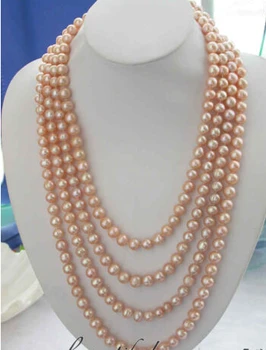 

FREE SHIPPING 00139 pink round freshwater pearl necklace