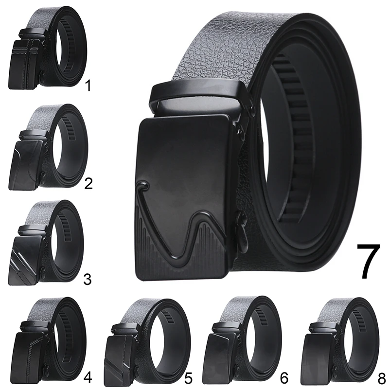 Мужские ремни автоматический кожаный роскошный черный ремень Автоматическая пряжка пояса