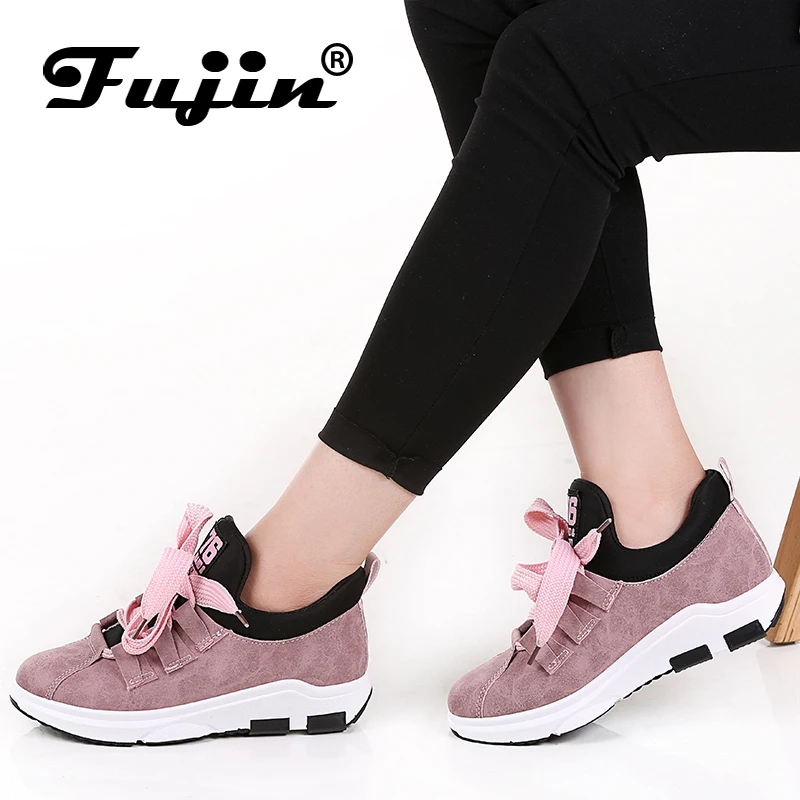 Online 2018 Fujin Primavera Verano otoño mujeres, nueva llegada, zapatillas de deporte del dedo del pie redondo Mujer pisos casuales zapatos para caminar al aire libre zapatos cómodos