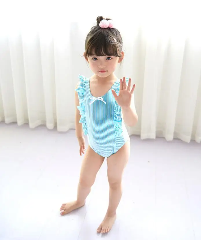 Новейшая Милая купальная одежда для маленьких девочек, Цельный Детский купальник для девочек, детский купальный костюм для плавания, Детский бикини с завязками на спине для девочек