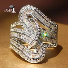 Ювелирные изделия yayi Мода Принцесса огранка 5.6CT белый циркон серебряный цвет обручальные кольца Свадебные Кольца вечерние кольца