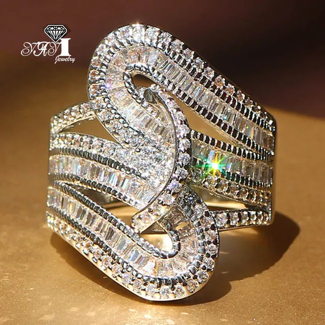 YaYI Jewelry Fashion Princess Cut 5.6CT White Zircon Silver Color Engagement Rin YaYI Jewelry Fashion Princess Cut 5.6CT White Zircon Silver Color Engagement Rin