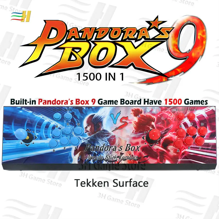 2 игрока Pandora Box 9 железная консоль встроенный в 1500 В 1 аркадная игра подключи и играй usb джойстик для ПК ps3 pandora's 5S 6s 7