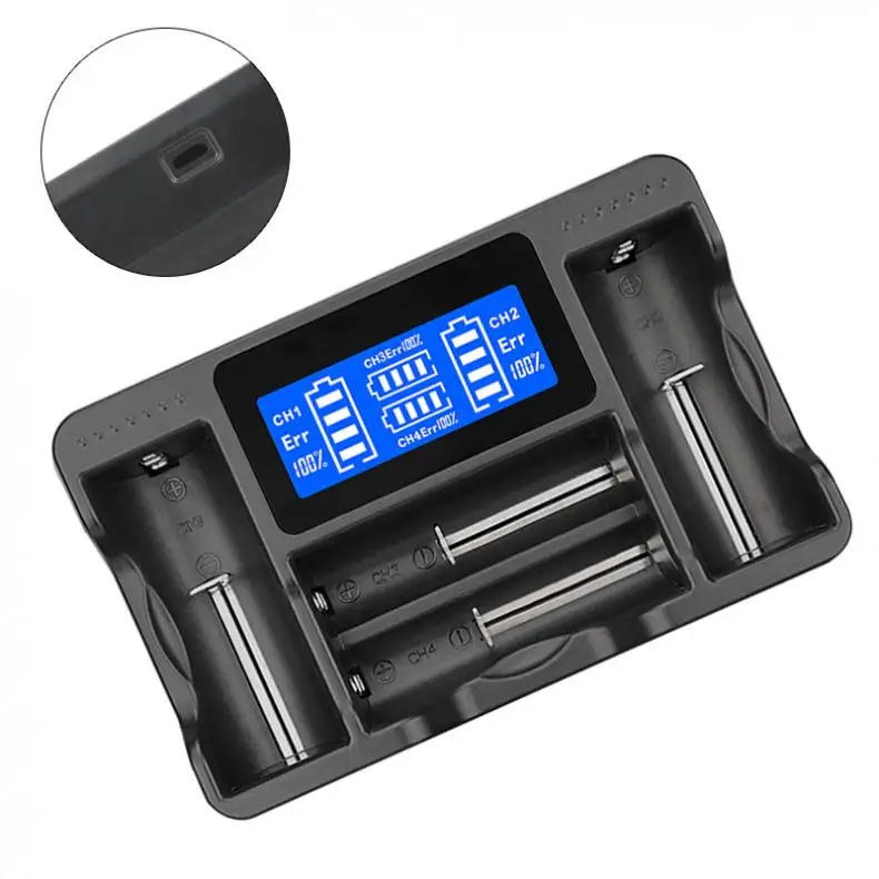 Универсальный 4 слота Micro USB 18650 26650 аккумуляторная батарея зарядное устройство