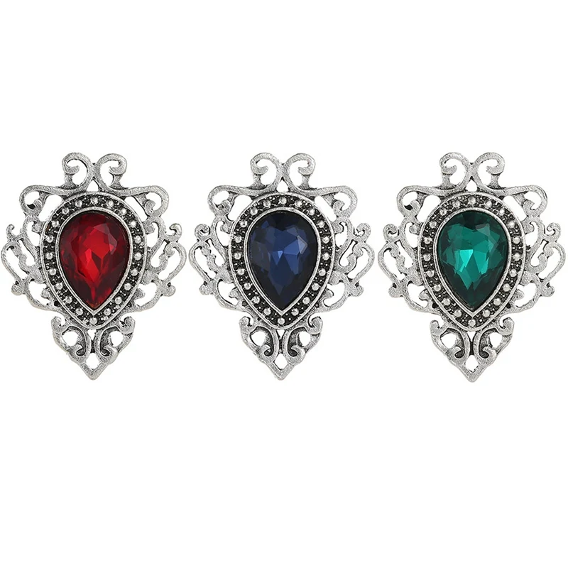 

Brand Vintage Blue Red Color Simple Crystal Rhinestones Hollow Flower Antique Brooch Pins For Women In Assorted
