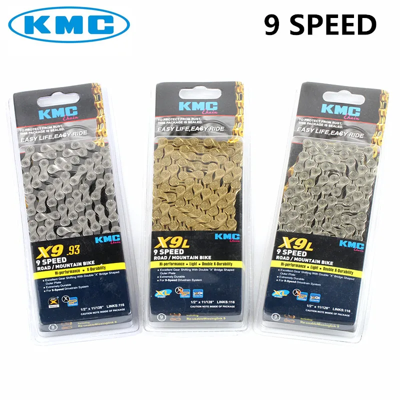 

Original KMC X9 X9SL 9speed 116 link bicycle chain cycling accessories 9 speed chain
