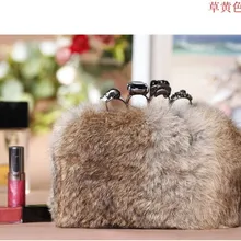 Сумочка из кроличьего меха с черепом женские сумки из натуральной кожи Маленькая сумка на цепочке дневной клатч 5 цветов