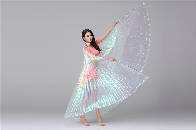 Новые женские высококачественные крылья для танца живота Isis Восточный дизайн новые крылья без палочек 13 видов цветов - Цвет: white