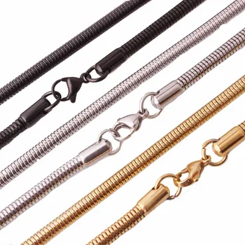 

4.2mm Round Snake Herringbone Chain Necklace 20/24/28inch Long Men Women Fashion Stainless Steel Choker Silver Gold Black Color