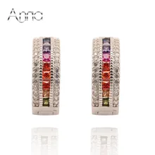 A & N Hueco Corazón Austria Cristal Multicolor pendientes De Aro de Piedra Con Plata de Ley 925 y el platino Plateado Pendiente De Navidad