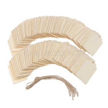 

100pcs Nature Wood Slice Gift Tags Hanging Label Wedding Party With Hemp Ropes Drop Shipping