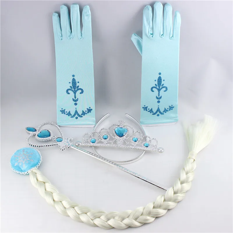 

Princess Elsa Anna Hair Accessories Headband Crown Wig + Magic Wand Glove Cosplay Set for Kids Dress up Party Baby Girls Gifts