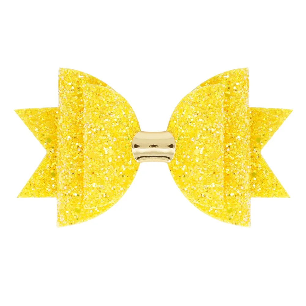 Children solid bow double fork hairpin hair bows glitter hair clip