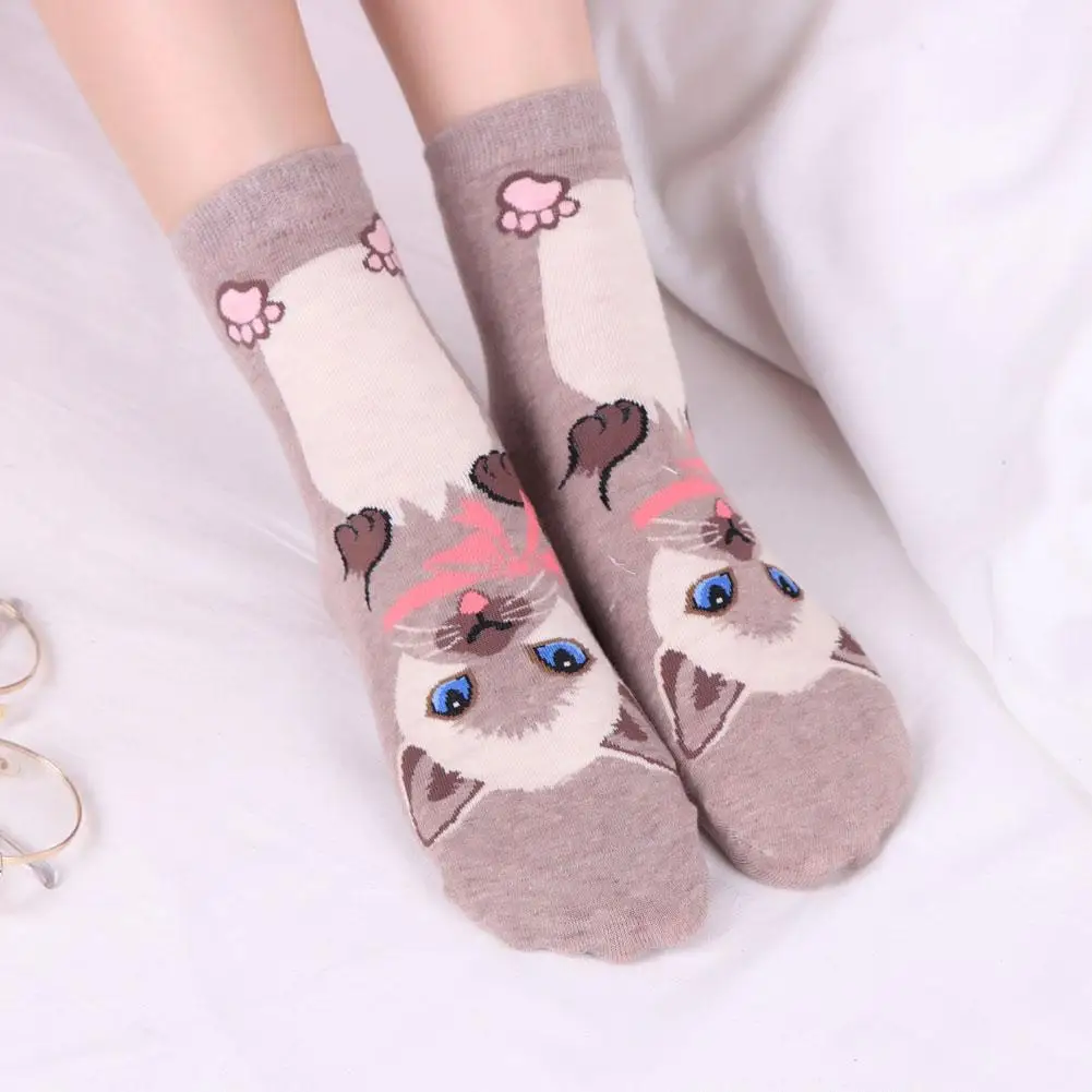

Women's Cartoon Cat Mid-tube Socks Warm Socks Bottoming Wild Autumn Winter Style