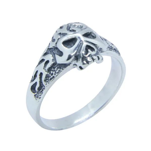Real 925 Silver Mini Flame Skull Ring Top Quality Fashion Ladies Skull Biker Ring|Rings| - AliExpress