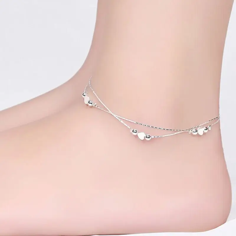 Beach Wedding Ankle Chain Garnet Charm Anklet Good Luck Charm Jewelry Sterling Silver Beaded Ankle Bracelet Garnet Anklet