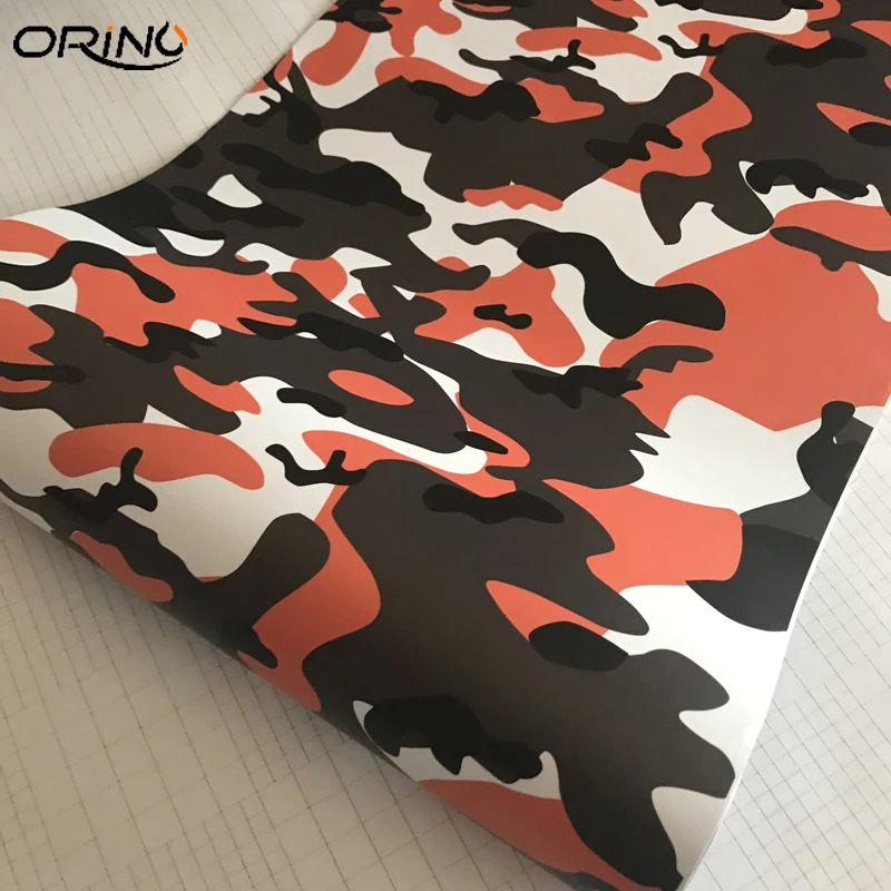 Black Orange White Camouflage Vinyl Film-2