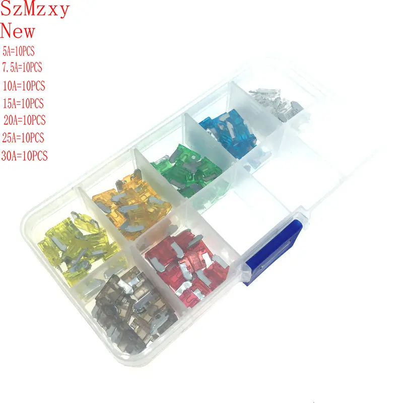 70PCS/LOT MINI car fuses 5A 7.5A 10A 15A 20A 25A 30Ain Fuses from Home