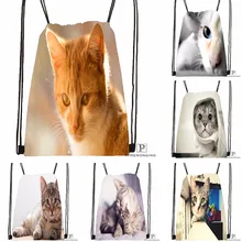 Custom Blue Eye Honeyed Рот Кошка походная сумка на шнурке милый рюкзак для детей(черная спина) 31x40 см#180531-04-36