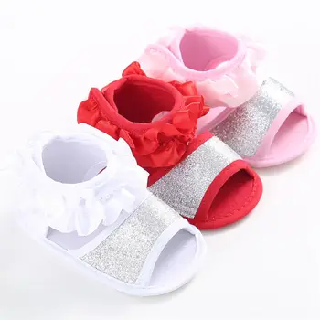 

Infant Baby Girl Sandals Princess Riband Flats Soft Anti-slip Cotton Sole Summer Crib Toddler Shoes Little Girl