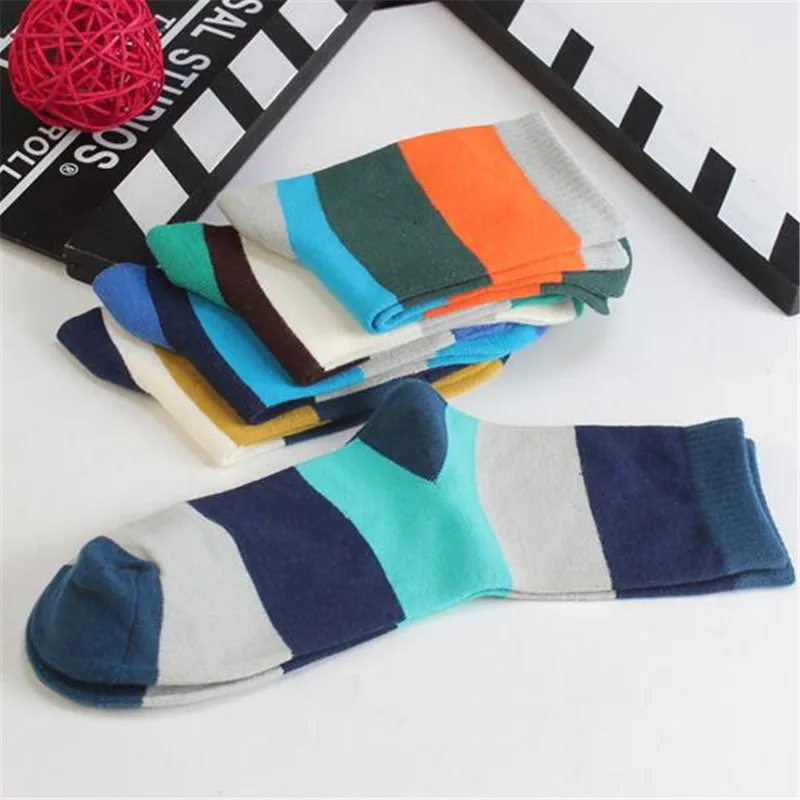 

New Arrival 1Pair Cotton Casual Men's Socks Breathable Stitching Color Classic Daily Socks Male Gifts For Boyfriend Men