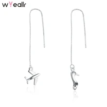 

2018 Fashion Jewelry 925 Sterling Silver High Heeled Plane Asymmetric Charm Pendant Long Dangle Earring For Women Gift WSE68