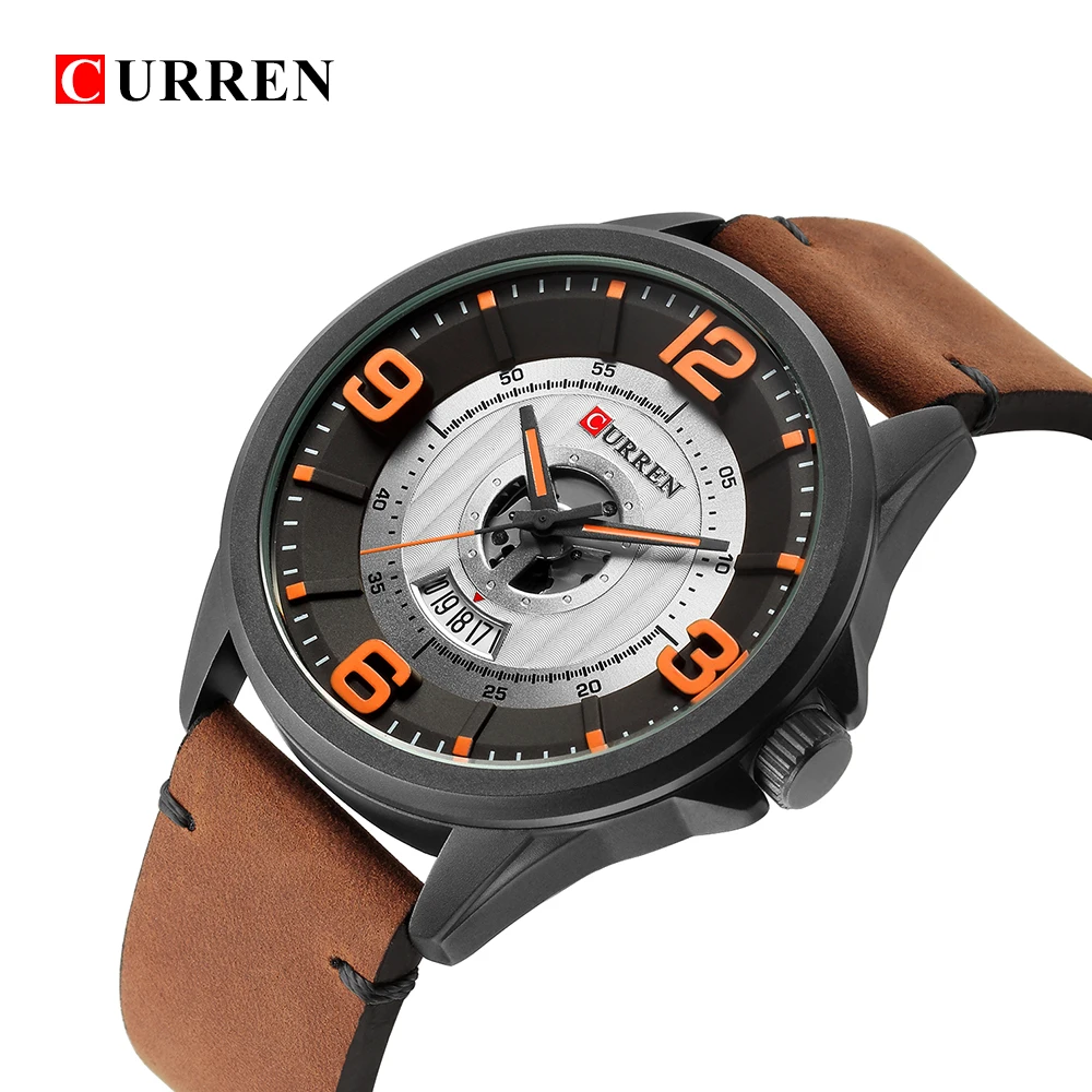 Мужские часы лучший бренд CURREN кожаные Наручные часы аналоговые кварцевые часы для военных времени мужские водонепроницаемые часы модные Relojes Hombre