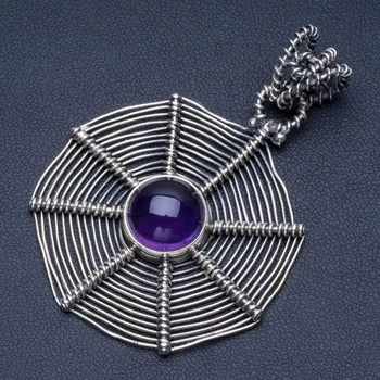 

Natural Amethyst Punk Style 925 Sterling Silver Pendant 2 1/4" Q1219