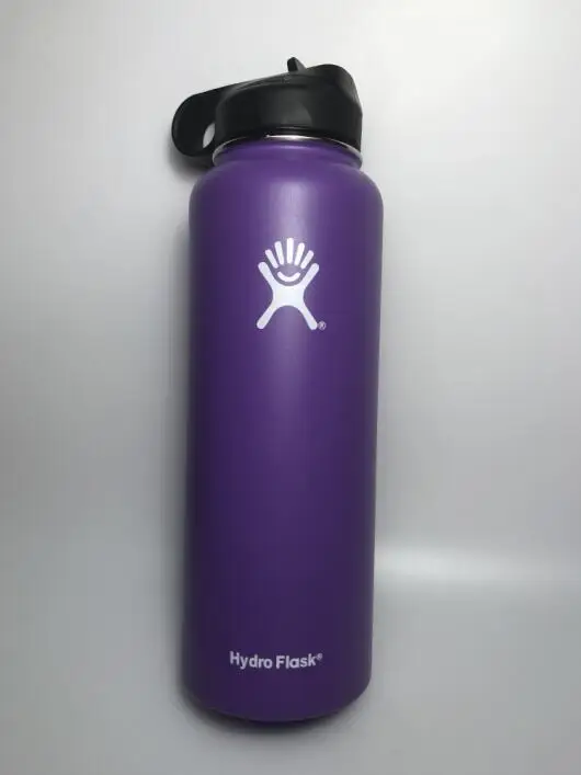 18/32/40OZ H-y-Д-р-o фляга утепленная Нержавеющая сталь бутылка для воды с широким горлышком Стакан Кружка Охладитель кофе с крышкой соломы - Цвет: Purple