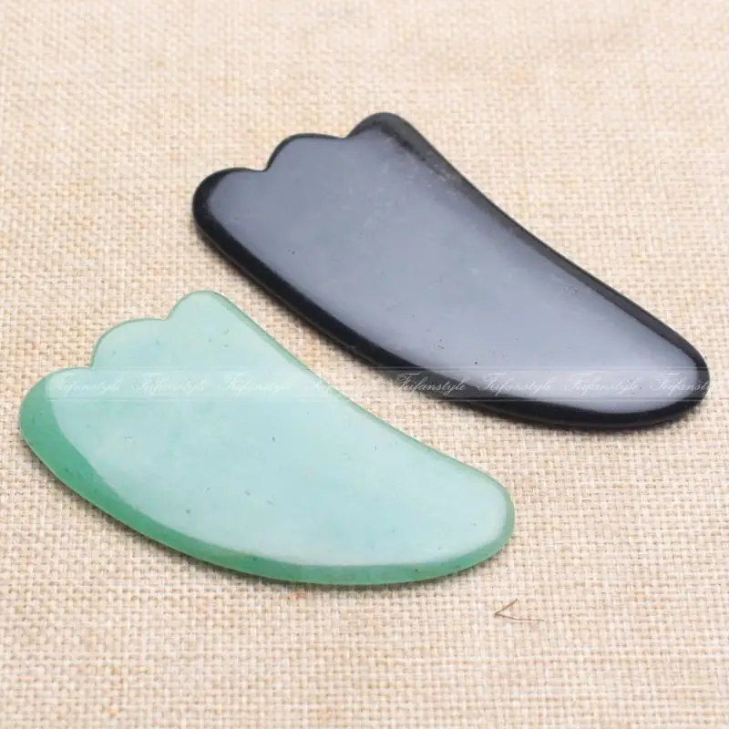 

1PC Chinese Natural obsidian Aventurine Guasha Gua Sha scraping plate therapy natural stones and minerals