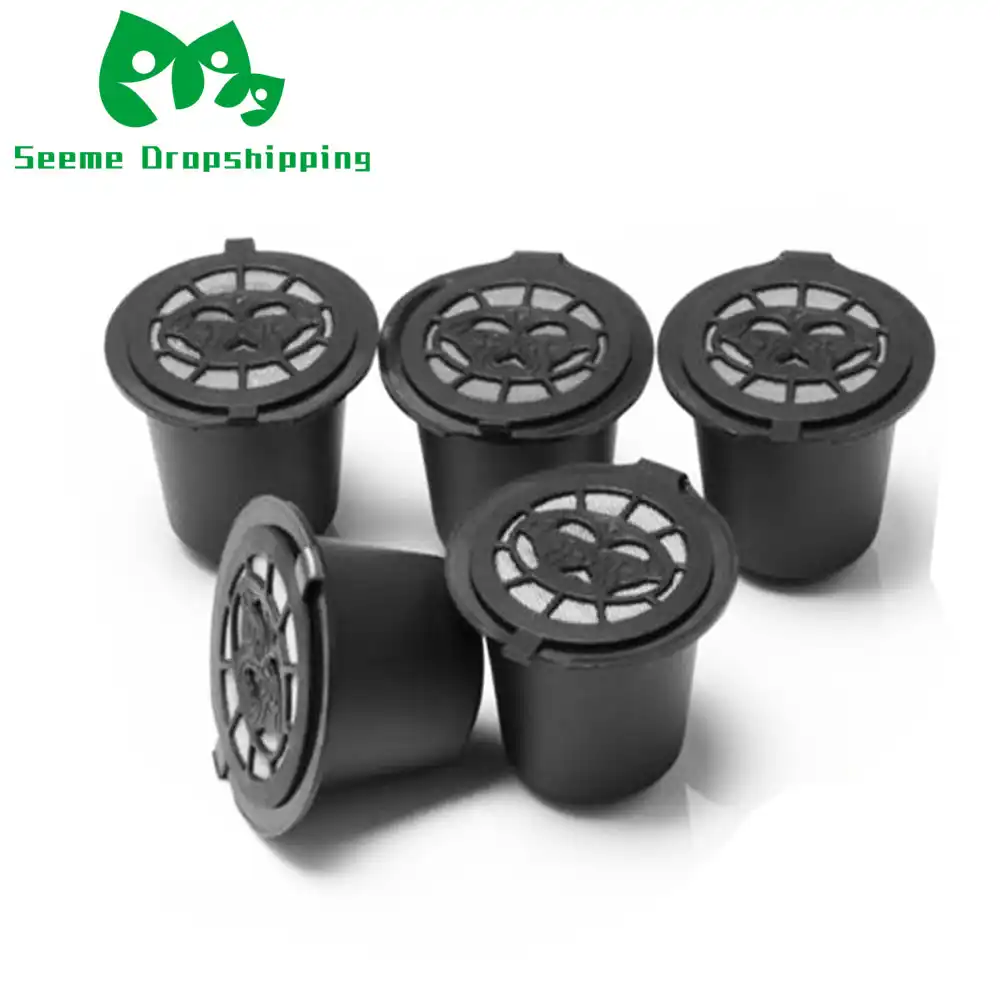 6pcs Black Refillable Coffee Capsula Refilling Filter Pod Reusable