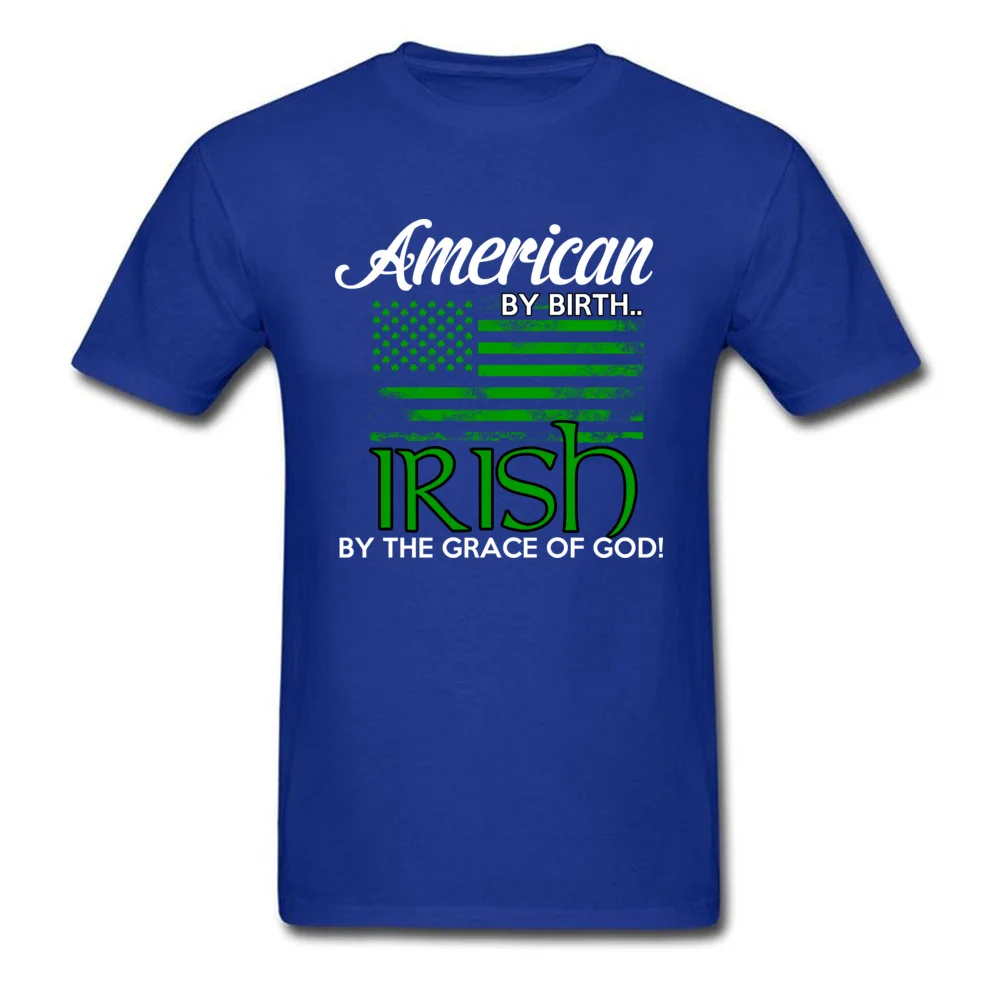 Printed On Leisure Summer Autumn Cotton Round Neck Men's Tops & Tees Casual Clothing Shirt Classic Short Sleeve T Shirt IRISH BY THE GRACE OF GOD blue