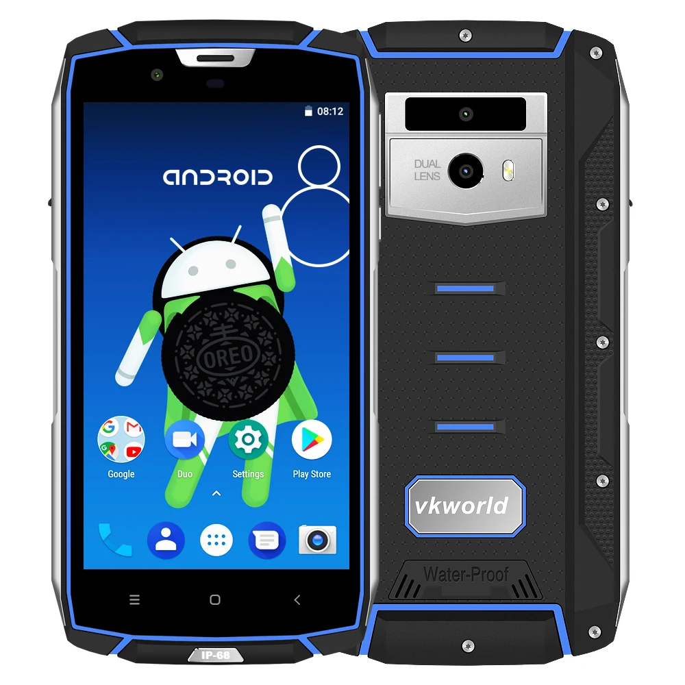 VKworld VK7000 IP68 водонепроницаемый мобильный телефон 5,2 дюймов 4 ГБ ОЗУ 64 ПЗУ MTK6750T Восьмиядерный Android 8,0 двойная камера 5600 мАч смартфон
