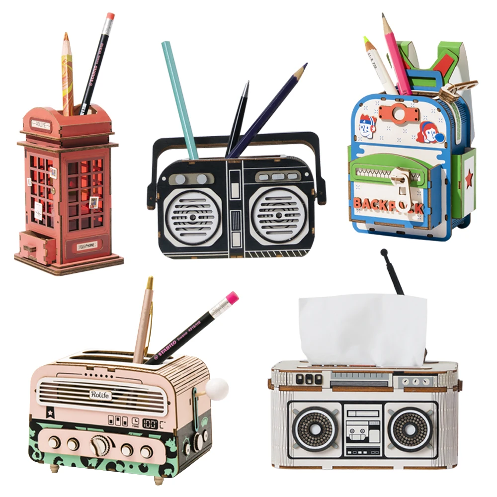 

Rolife DIY Tissue box Pen Holder Pencil Box Desktop Storage Box For Children Girl Gift