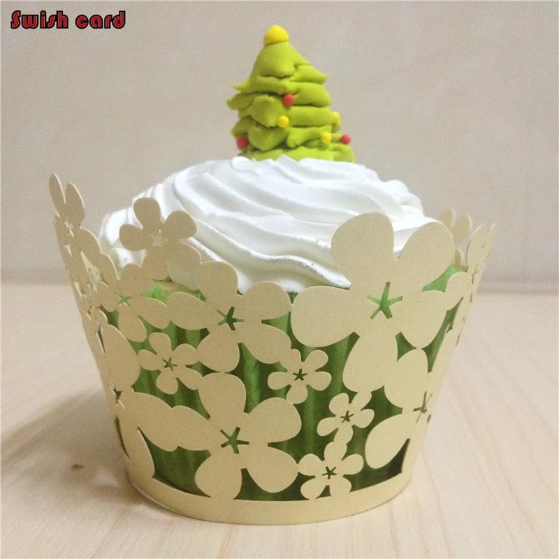 2016 New 50pcs Laser Cutting Flower Design Clover Cupcake Wrapper Paper Baby Shower Birthday Wedding Party Decoration | Дом и сад
