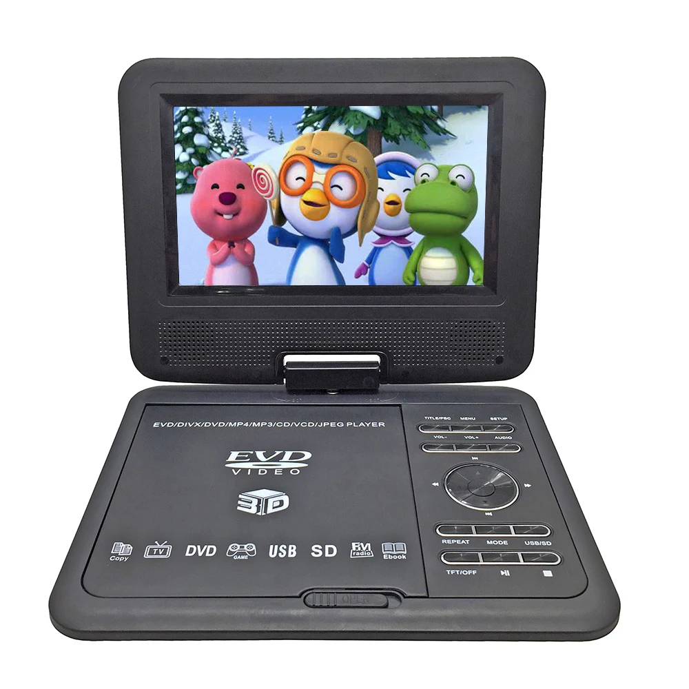 Новый 7 8 дюймов Портативный DVD EVD VCD SVCD CD плеер с функцией игры и радио ТВ AV