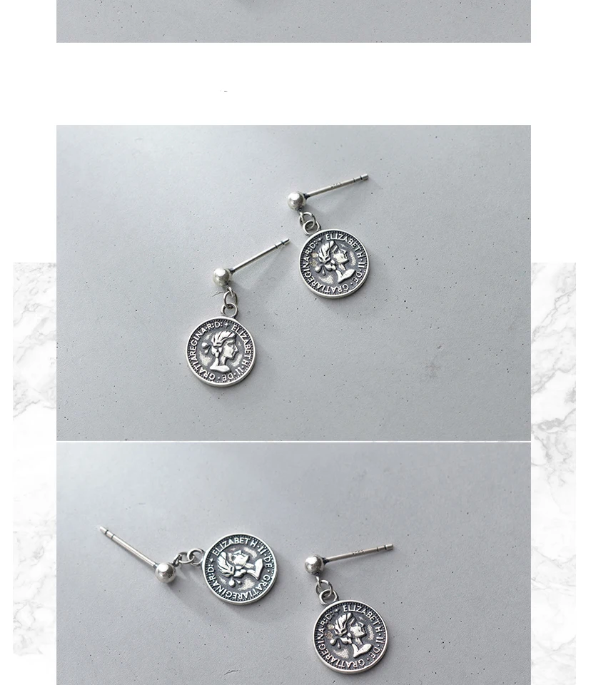Vintage Avatar Drop Pendant Coin Earrings Punk Gold Color S925 Sterling Silver Dangle Earring Brinco for Women Statement Jewelry (11)