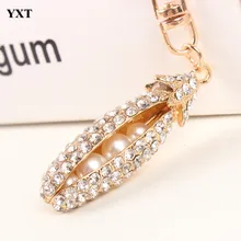Bean Pearl Pod Lovely Fashion Cute Rhinestone Crystal Purse Bag Key Ring Chain Women In Jewelry Best Gift For Lover Nice&Light
